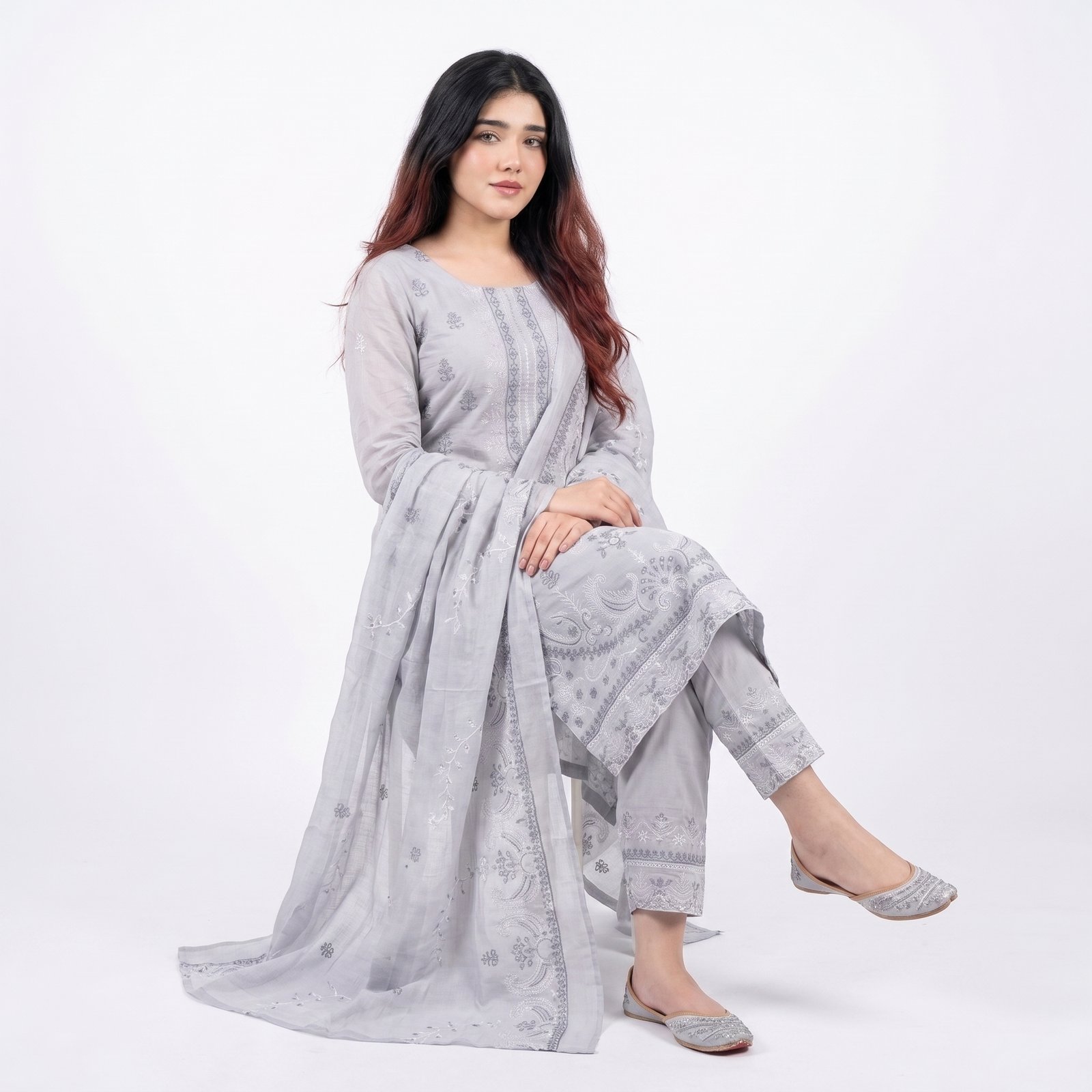 model posing in embroidered outfit 202608241238