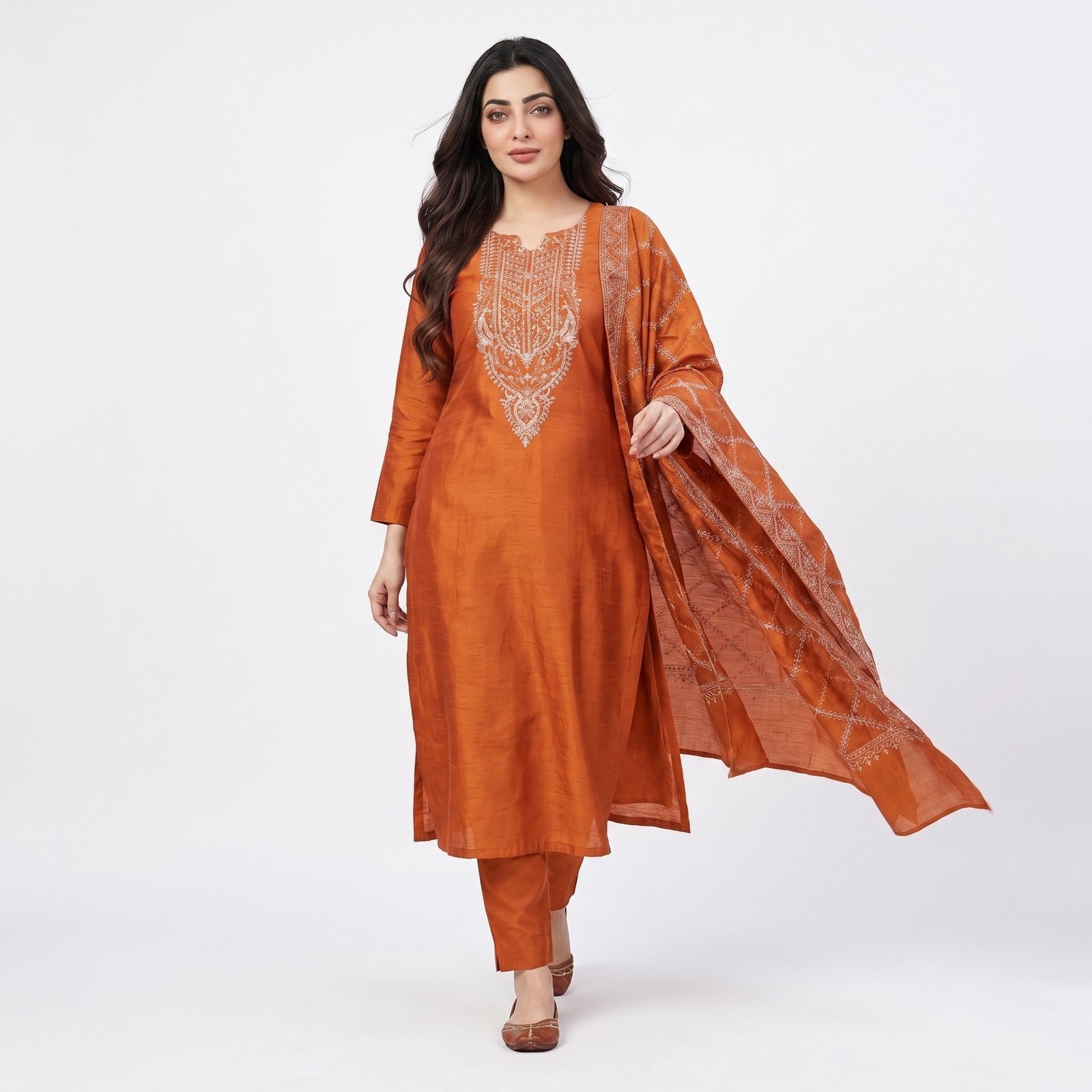 model walking in orange outfit 202608221430